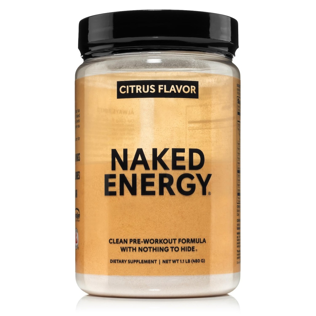 NAKED Citrus Energy - Citrus Flavored Clean Pre Workout Supplement for Men and Women, NSF Certified, Vegan Friendly, No Added Sweeteners, Colors Or Flavors - 30 Servings