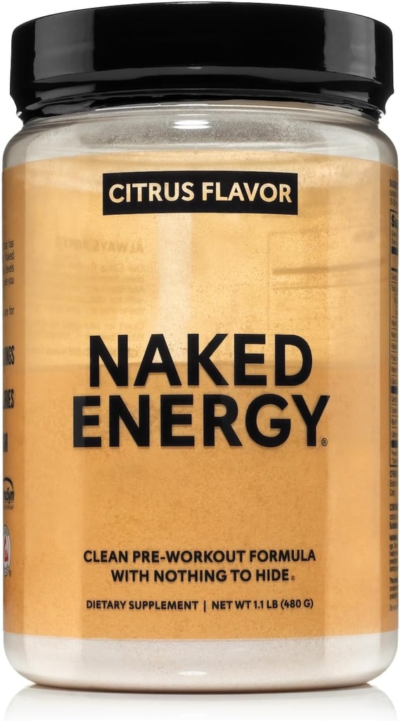 NAKED Citrus Energy - Citrus Flavored Clean Pre Workout Supplement for Men and Women, Vegan Friendly, No Added Sweeteners, Colors Or Flavors - 30 Servings