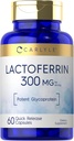 Carlyle Lactoferrin Supplement | 300mg | 60 Capsules | Potent Glycoprotein | from Bovine | Non-GMO, Gluten Free