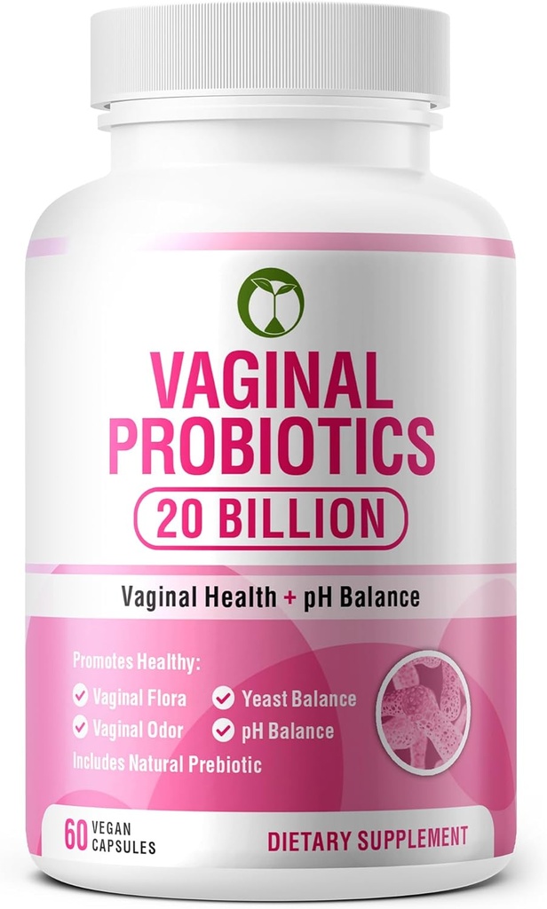 Vaginal Probiotics for Womens Health 20 Billion CFU | PH Balance & Vaginigal Odor Support 60 Capsules | Scientifically Formulated Multi Strain Probiotic Blend with Prebiotics (Vaginal Probiotics)