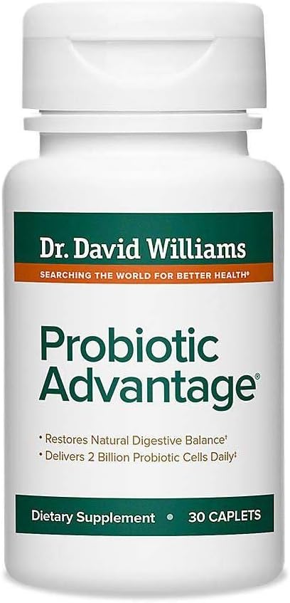 Dr. David Williams' Probiotic Advantage Supplement with 7 Unique Strains and Patented Technology to Deliver Probiotics Alive (30 Caplets)