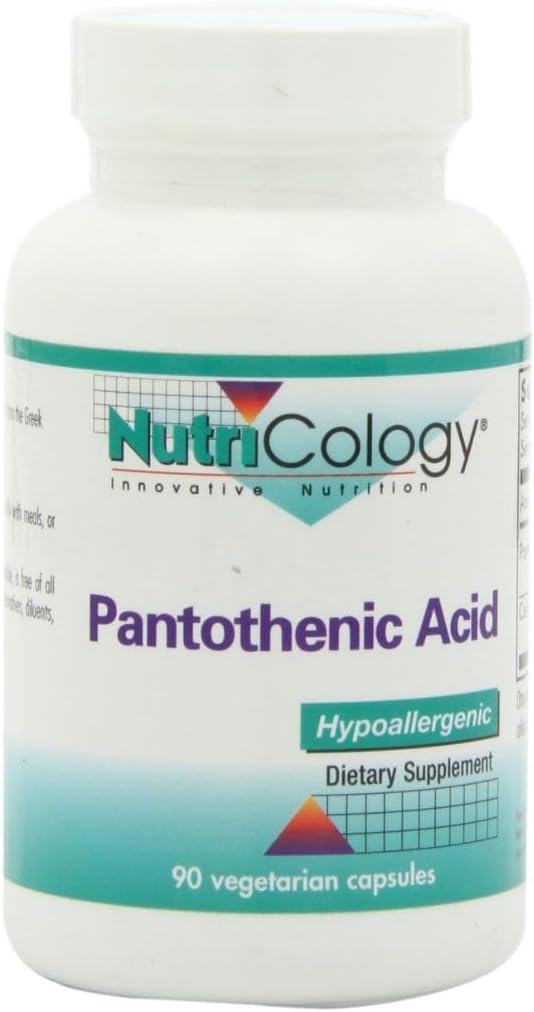 Nutricology Pantothenic Acid - Vitamin B5 for Men & Women, Calcium, 500mg Supplement, Pure, Organic, Vegetarian Capsules - 90 Count