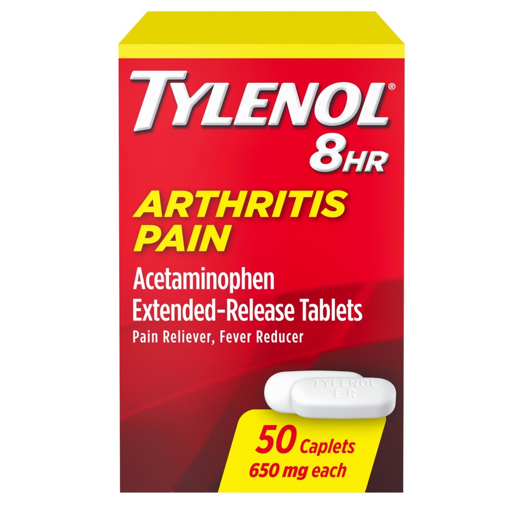 Tylenol 8-Hour Arthritis Pain Relief Tablets, 650 mg Acetaminophen, 50 ct | Extended-Release, Joint Pain Reliever & Fever Reducer, Oral Pain Reliever for Minor Arthritis & Joint Pain