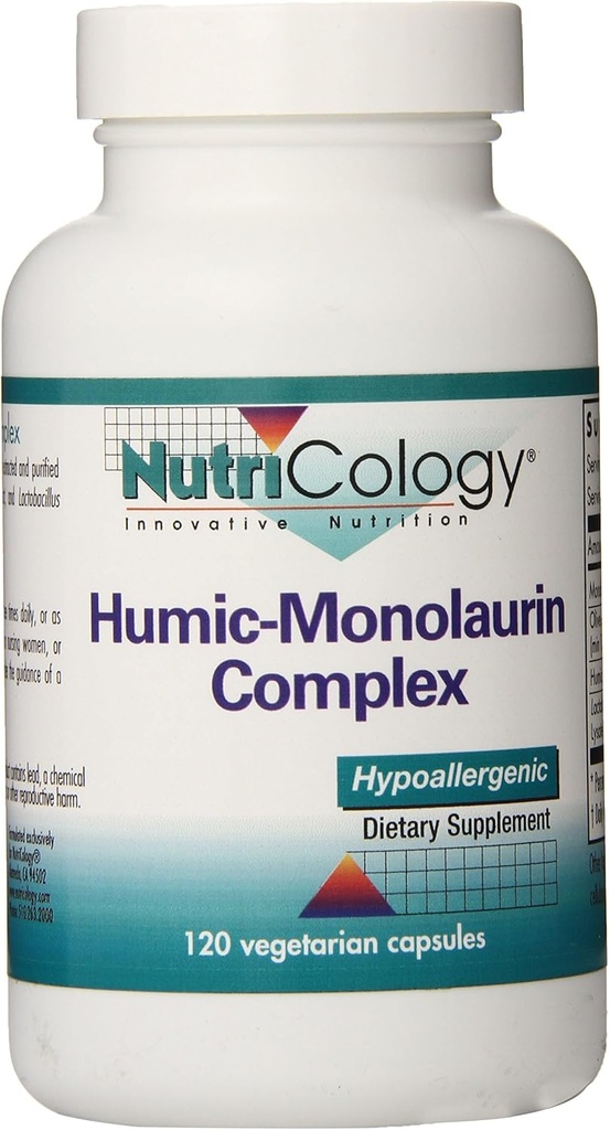 Nutricology Humic-Monolaurin Complex - Immune System Support, Humic Acid Supplements, with Olive Leaf, Vegetarian Capsules - 120 Count