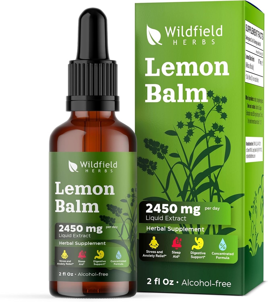 2 Lemon Balm Extract Drops Liquid 2000mg (Melissa officinalis) Herbal Supplement Absorbs Better Than Capsules, 2 Month Supply, 84 Servings, Alcohol-Free Tincture - 2 Oz, Pack of 2
