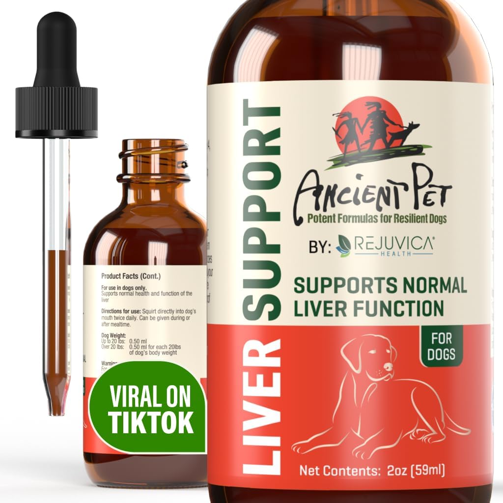 Ancient Pet Liver Support for Dogs & Cats -Simple Liquid delivery, Mixes Easily with Food or Water - Milk Thistle, Dandelion & Artichoke - Enhanced Absorption - 2 fl oz