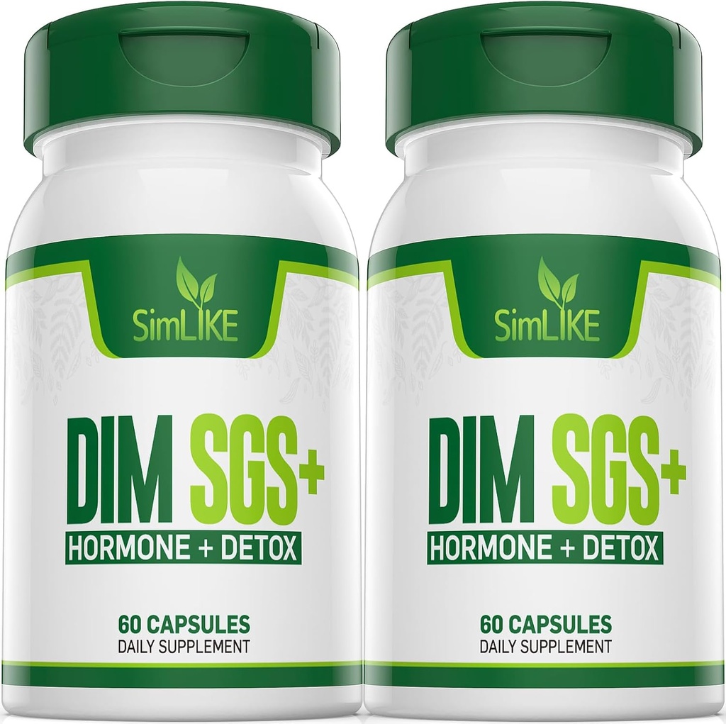 DIM SGS + - Hormone + Detox,Encourages Normal Estrogen Metabolism,Hormone Balance, Hormonal Acne Supplements, Menopause Support,Helps Control Appetite,Promotes Detoxification(2 Packs)