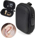 Designed Protective Case for Hearing Aid, Hearing Amplifier, Personal Sound Amplifier, Hearing Device, Listening Device, Strong Mini Case with Mesh pocket, Universal design (Ballistic Black)
