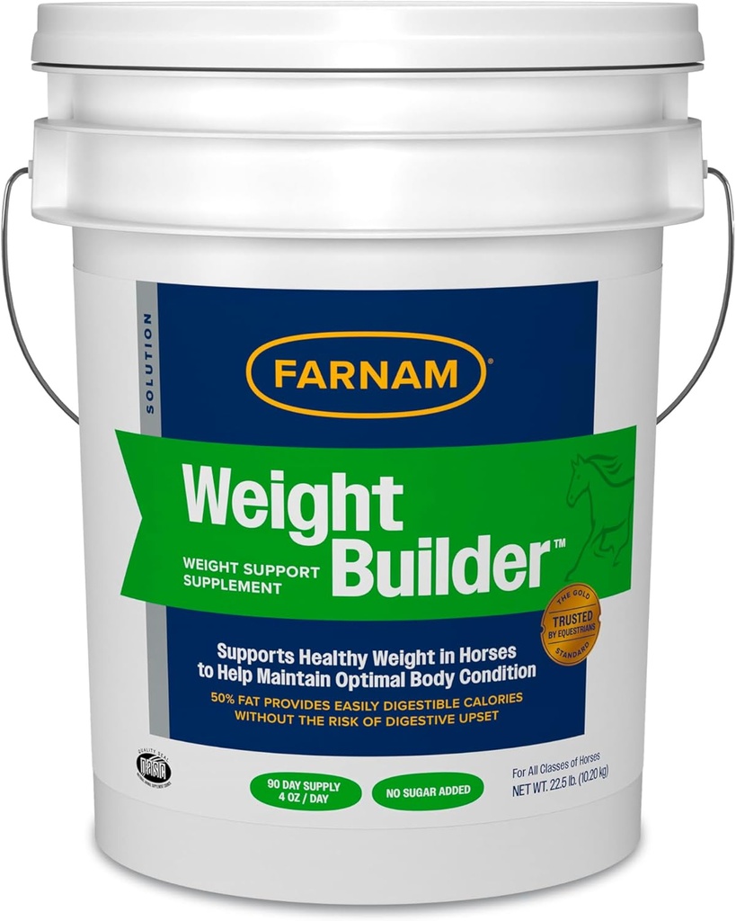 Farnam Weight Builder Support Supplement for Horses, Helps Maintain Optimal Weight and Body Condition, 22.5 lb., 90 Day Supply