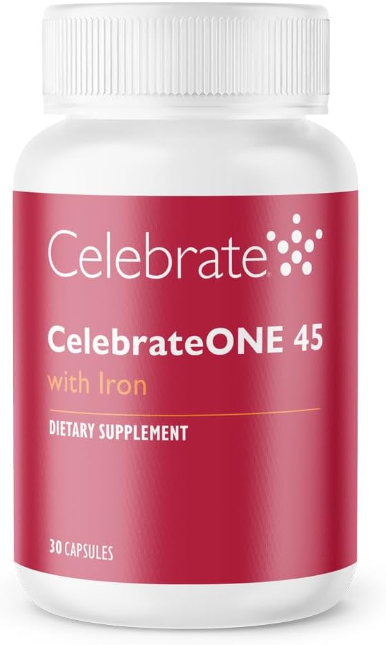 Celebrate Vitamins CelebrateONE 45, 45mg Iron - Once Daily Bariatric Multivitamin, Essential Vitamins & Minerals - Gastric Bypass & Sleeve Gastrectomy Supplement (30 Capsules)