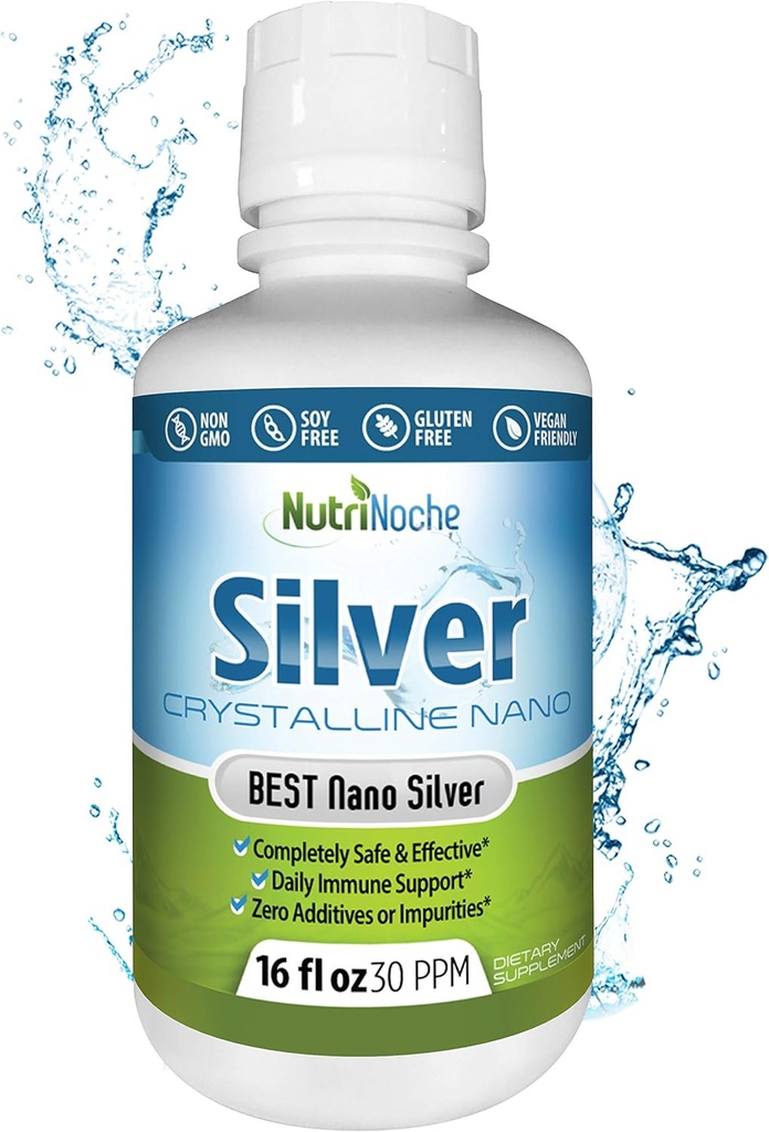 NutriNoche Colloidal Silver | 99.99% Ultra Pure Crystalline Nano Silver Particles