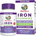 MaryRuth Organics Iron Gummies for 14+ with Vitamin C for Absorption | Sugar Free | Gummy Iron Supplement + VIT C | Energy Metabolism | Cellular Health | Immune Support | Vegan | Non-GMO | 60 Count