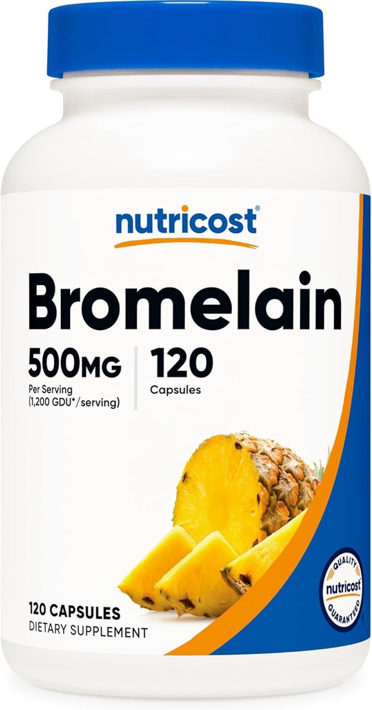 Nutricost Bromelain 500mg, 120 Vegetarian Capsules - Bromelain (1200 GDU), Non-GMO, Gluten Free
