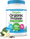 Orgain Organic Vegan Protein Powder + Greens, Vanilla Bean - 21g Plant Based Protein, Gluten Free, Dairy Free, Lactose Free, Soy Free, No Sugar Added, With Iron & Prebiotics for Gut Health - 1.94lb