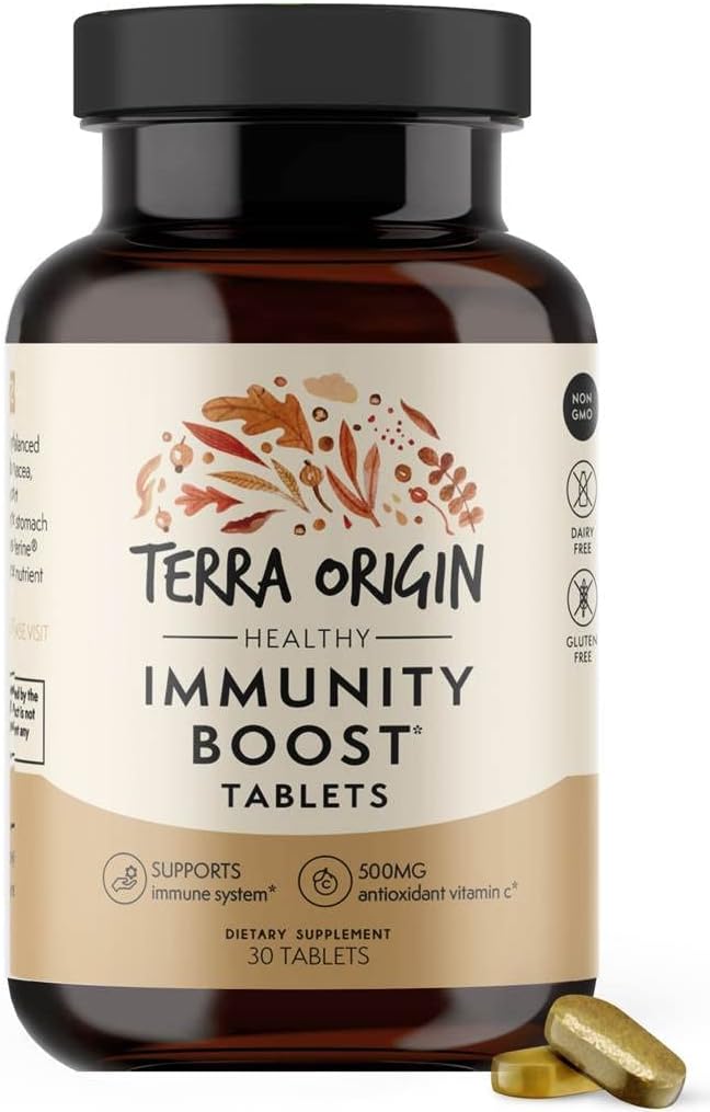 TERRA ORIGIN Immunity Support Supplement | Vitamin C, D3, Zinc, Selenium, Turmeric, Echinacea, Ginger & Andrographis with BioPerine | Daily Immune Booster & Antioxidant Blend | 30 Tablets