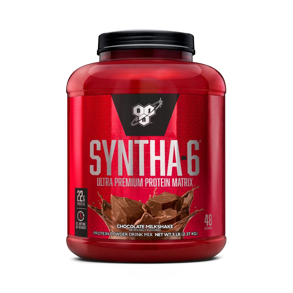 BSN SYNTHA-6 Whey Protein Powder, Micellar Casein, Milk Protein Isolate, Chocolate Milkshake, 48 Servings (Packaging May Vary)