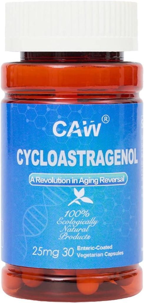 CAW Hypersorption Cycloastragenol 98% 25mg 30 Caps | Telomere Support Anti-Aging | Cell Health Immune Booster | Enteric-Coated Capsules (1 Bottle)