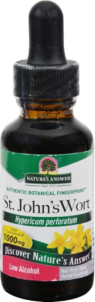 Nature's Answer St. John's Wort Extract with Organic Low Alcohol 1 Fluid Ounce | Vegan | Non-GMO | Gluten Free | Kosher | Made in The USA | Single Count