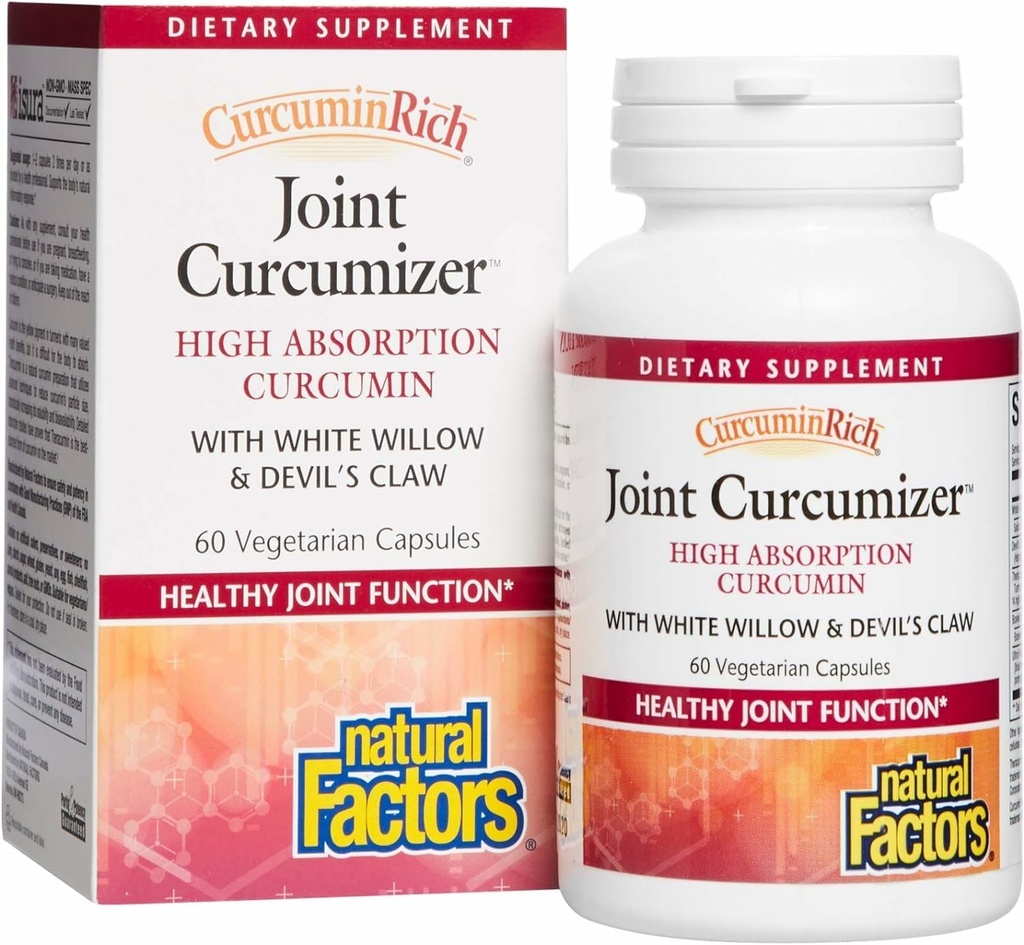 CurcuminRich Joint Curcumizer by Natural Factors, Support Healthy Joints, Heart and Natural Inflammatory Response with White Willow, 60 capsules (30 servings)