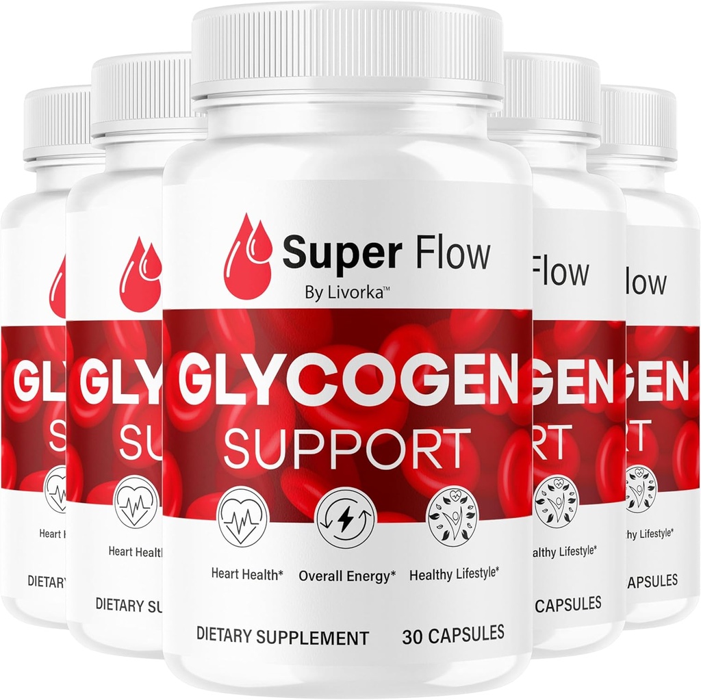 (5 Pack) Super Flow Glycogen - SuperFlow Glycogen Support Capsules, Super Flow, Glycogen Support Super Flow, Official SupperFlow Glycogen Support, Super Flow Glyco Optimizer, 150 Capsules For 5 Months