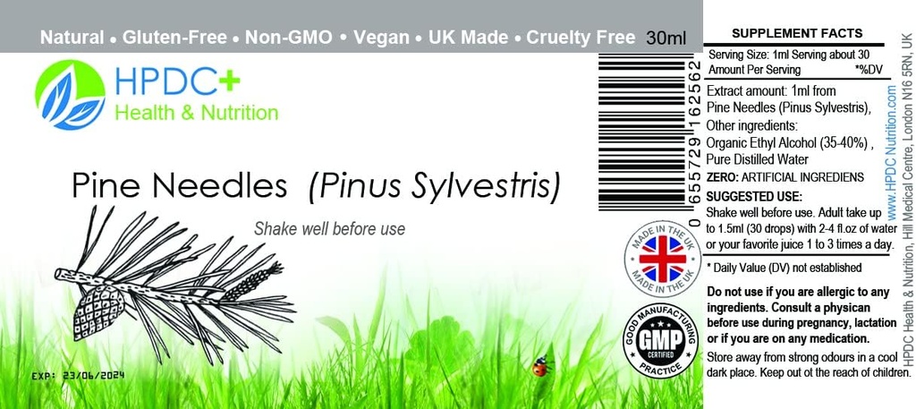 HPDC+ Health & Nutrition Pine Needles Natural Liquid Extract Tincture High in Vitamin C, bioflavonoids, antioxidants, shikimic Acid (30ml / 1.01 fl oz)