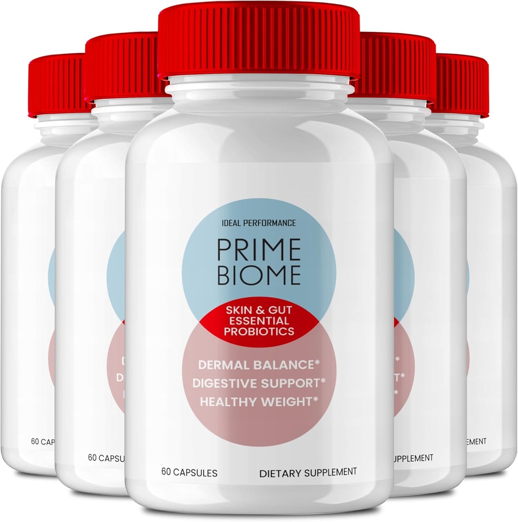 Prime Biome Gut Health Capsules, PrimeBiome Healthy Skin Support Supplement Pills, Prime Biome Advanced Formula - Maximum Strength All Natural Health & Wellness Pills, PrimeBiome Reviews (5 Pack)