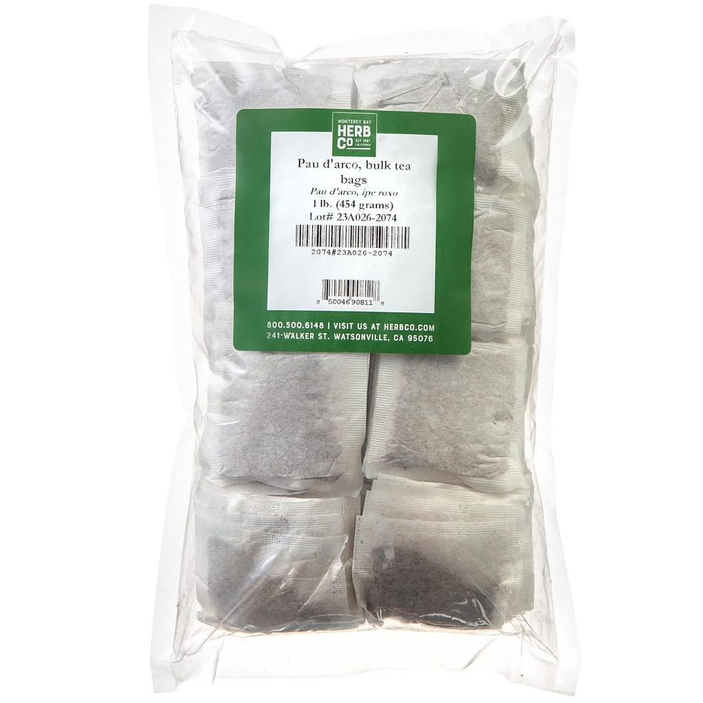 Monterey Bay Herb Co. Pau D’arco Herbal Tea | All-Natural & Caffeine Free | Approximately 200 Tea Bags | 1 LB