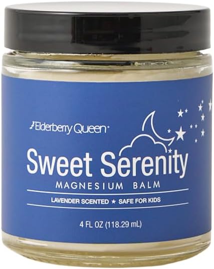 Elderberry Queen Sweet Serenity Magnesium Balm for Sleep 4 oz, Kid Safe (Lavender)