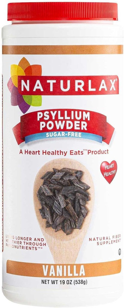 Sugar-Free Psyllium Husk Fiber Powder, Vanilla Flavored 19 oz