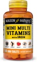 MASON NATURAL Daily Mini Multi Vitamins with Iron, Vitamins A, C, D, E, B1, B2, B3, B6, B12, Folate & Calcium, 100 Day Supply (1 Pack)