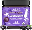 Llama Naturals Elderberry Gummies for Kids, Vegan, Organic Immune Support Supplement with Vitamin C and Zinc, Toddler Real Fruit Gummy Vitamins for Immunity, Chewable, No Added Sugar Cane, 120 Ct