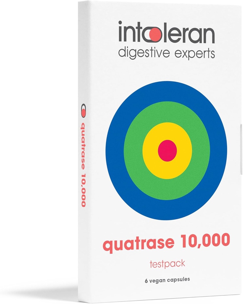 Intoleran Quatrase Forte Digestive Enzymes Testpack - 6 capsules | Highly Dosed Supplement for FODMAP Intolerance | Helps Digest Lactose and Complex Carbohydrates* | Pure & Vegan | Low FODMAP…