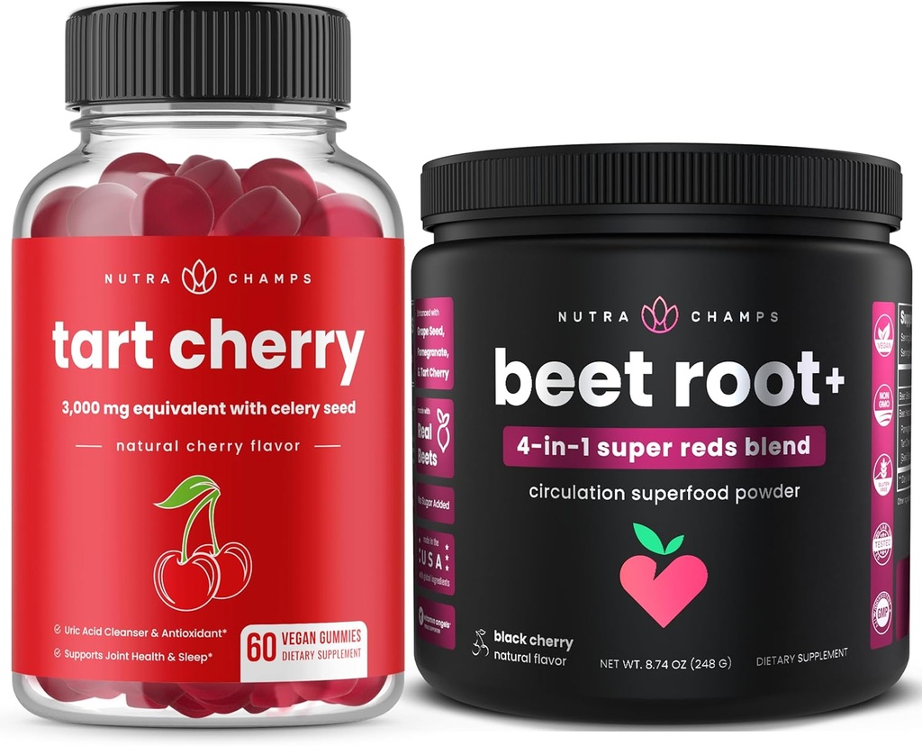NutraChamps Tart Cherry Gummies & Beet Root Powder