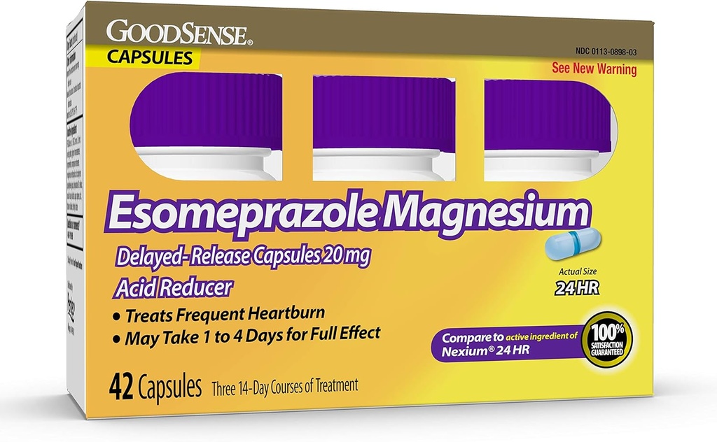 Esomeprazole Magnesium Delayed Release Capsules 20 mg, Proton Pump Inhibitor (PPI) for 24 Hour Frequent Heartburn Treatment, 42 Count