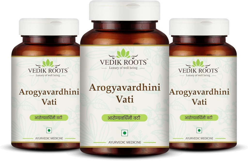 Arogyavardhini Vati Tablets - Natural Detox and Liver Health Support | for Spleen Enlargement | Reduces Bloating | for Nutrient Absorption Improvement | 120 Tablets (360)