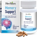 HERBION Naturals Memory Support Capsules, Helps Improve Brain Function & Absent Mindedness, Maintains Healthy Mood Levels with Ginkgo Biloba, for Adults, 60 Count, Pack of 1