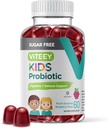 Viteey Probiotic Gummies for Kids - 2 Billion CFUs - Probiotics Kids Constipation Relief, Natural Immune & Digestive Health Support - Vegan, Gelatin Free, GMO Free - Tasty Chewable Raspberry Flavored