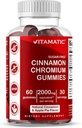 Vitamatic Sugar-Free Chromium Gummies with Ceylon Cinnamon – 2000 mg Equivalent Per Serving (from Extract 83 mg) – Non-GMO, Gluten-Free – 60 Vegan Gummies