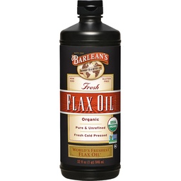 Barlean's Organic Flaxseed Oil Liquid from Fresh Cold Pressed Flax Seeds, 7,640mg ALA Omega 3 Fatty Acid Supplement for Healthy Hair, Skin and Healthy Digestion, Vegan and Gluten Free, 32 oz