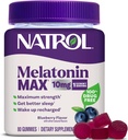 Natrol Melatonin 10mg Sleep Aid Supplement, 80 Count MelatoninMax Gummies, Blueberry Flavor, 10 mg Melatonin Gummies for Occasional Sleeplessness, 80 Day Supply