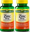 Spring Valley - Zinc 50 mg, 200 Ct 2 Pack Zinc supplement Spring Valley supplement is Suitable for Daily Intake.