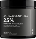 Ashwagandha - Ultra High Potency 40:1 Extract with 25% Withanolides - Wild Harvested in India - Highly Concentrated & Third-Party Lab Tested - 60 Capsules