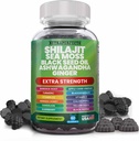 Shilajit Gummies with Irish Sea Moss Black Seed Oil Ashwagandha Ginger Elderberry Vitamin D3 Chlorophyll Turmeric Bladderwrack Advanced Strength Formula Resin Shilajit for Men & Women