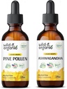 Wild & Organic Pine Pollen Tincture 2 fl oz & Ashwagandha Tincture 2 fl oz