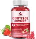 Cortisol Gummies for Women with Ashwagandha, Rhodiola Rosea, L-Theanine, Magnesium, Vitamin D3 for Zzz Support, Balanced Cortisol, Vegan, 60 Gummies