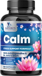 Stress Support Supplement - Extra Strength Ashwagandha, GABA, Magnesium, L-Theanine for Relief - Supports Mood & Focus - Naturally Calm, Unwind & Relax - Eases Tension & Nervousness - 120 Capsules