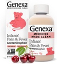 Genexa Infants' Clean Acetaminophen | Pediatrician Preferred Ingredients | Pain Reliever & Fever Reducer for Babies| Dye Free, 0% Artificial Additives | Delicious Organic Cherry Flavor, 2 fl oz