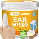 Dog Ear Cleaner Wipes – Finger Wipes for Dogs & Cats – Cleaning, Soothing, & Deodorizing Itchy Ears – Pet Ear Relief Solution (Coconut)