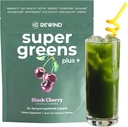 Super Greens Powder with 50+ Superfoods – Daily Green Juice for The Whole Family – Delicious Green Powder Drink Mix – Black Cherry Flavor - 10 Servings