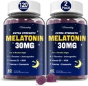 Melatonin Gummies 30mg for Adults: Maximum Strength Melatonin Supplement with L-Theanine, Ashwagandha, MSM, Vitamin D3 & Zinc - Non-Habit Forming, for Rest Cycle, Deep Zzzs, Natural Mixed Berry Flavor